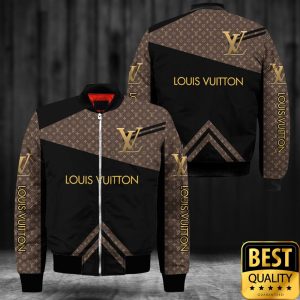 Luxury Louis Vuitton Black and Brown Lines Pattern Name Center 3D Shirt and Pants 2