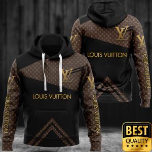 Luxury Louis Vuitton Black and Brown Lines Pattern Name Center 3D Shirt and Pants 3