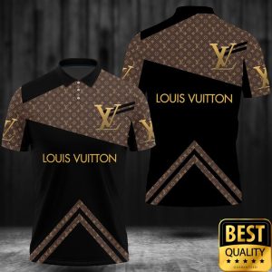 Luxury Louis Vuitton Black and Brown Lines Pattern Name Center 3D Shirt and Pants 5