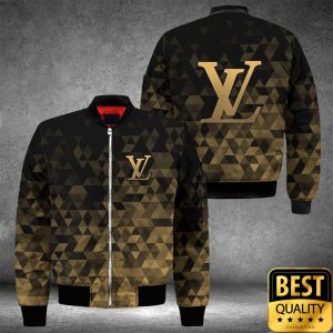 Luxury Louis Vuitton Black and Gold Color with Rectangle Pattern 3D Shirt 1