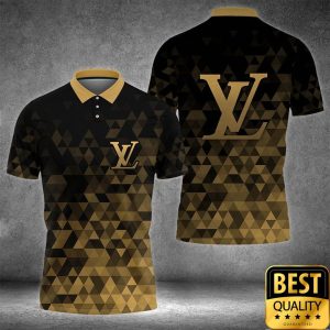 Luxury Louis Vuitton Black and Gold Color with Rectangle Pattern 3D Shirt 4