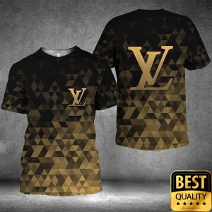 Luxury Louis Vuitton Black and Gold Color with Rectangle Pattern 3D Shirt 5