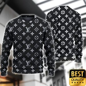 Luxury Louis Vuitton Black With Gray Monogram Pattern Sweatshirt 143
