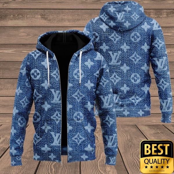 Luxury Louis Vuitton Blue With Monogram Denim Pattern Logo 3D Shirt And Pants 148