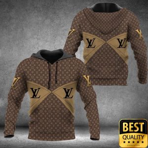 Luxury Louis Vuitton Brown Monogram with Butterfly Wings Pattern and Logo 3D Shirt 2