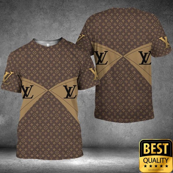 Luxury Louis Vuitton Brown Monogram With Butterfly Wings Pattern And Logo 3D Shirt 152