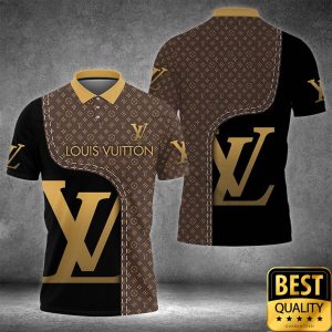 Luxury Louis Vuitton Dark Brown and Black Monogram Canvas Pattern 3D Shirt 4