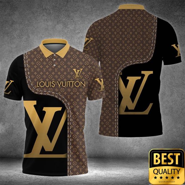 Luxury Louis Vuitton Dark Brown And Black Monogram Canvas Pattern 3D Shirt 158
