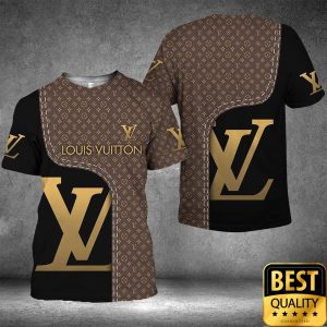 Luxury Louis Vuitton Dark Brown and Black Monogram Canvas Pattern 3D Shirt 5
