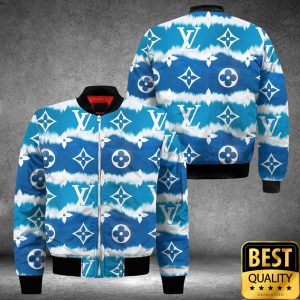 Luxury Louis Vuitton Dark and Light Blue White Mongram Pattern 3D Shirt and Pants 4