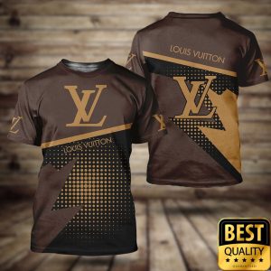 Luxury Louis Vuitton Dark and Light Brown with Logo on Chest 3D Shirt and Pants 3