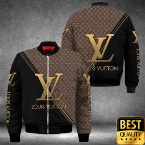 Luxury Louis Vuitton Half Black Half Brown Yellow Diagonal Lines 3D Shirt 164