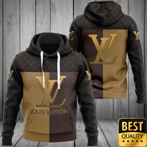 Luxury Louis Vuitton Half Dark Half Light Brown with Logos 3D Shirt and Pants 3