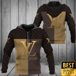 Luxury Louis Vuitton Half Dark Half Light Brown with Logos 3D Shirt and Pants 4