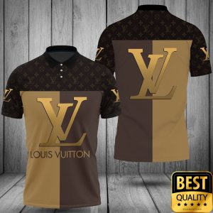 Luxury Louis Vuitton Half Dark Half Light Brown with Logos 3D Shirt and Pants 5