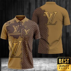 Luxury Louis Vuitton Light and Dark Brown with Big Color Splatters and Logo 3D Shirt 4