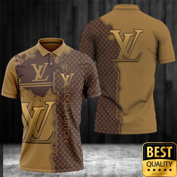 Luxury Louis Vuitton Light And Dark Brown With Big Color Splatters And Logo 3D Shirt 167