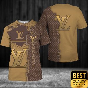 Luxury Louis Vuitton Light and Dark Brown with Big Color Splatters and Logo 3D Shirt 5