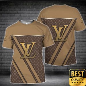 Luxury Louis Vuitton Monogram Canvas Pattern with Brown Logo 3D Shirt and Pants 4