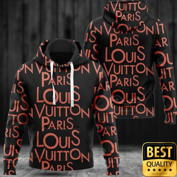 Luxury Louis Vuitton Paris Black With Red Brand Name 3D Shirt And Pants 172