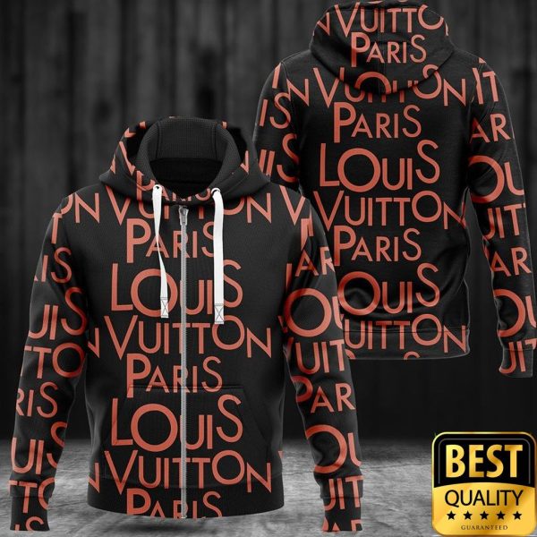 Luxury Louis Vuitton Paris Black With Red Brand Name 3D Shirt And Pants 172