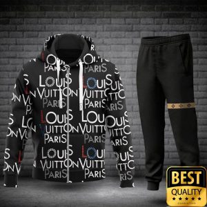 Luxury Louis Vuitton Paris Black With White And Red And Blue Name 3D Shirt And Pants 173