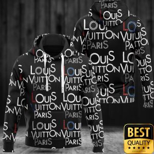 Luxury Louis Vuitton Paris Black with White and Red and Blue Name 3D Shirt and Pants 4