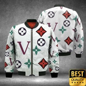 Luxury Louis Vuitton White with Colorful Patterns and Big V 3D Shirt and Pants 5