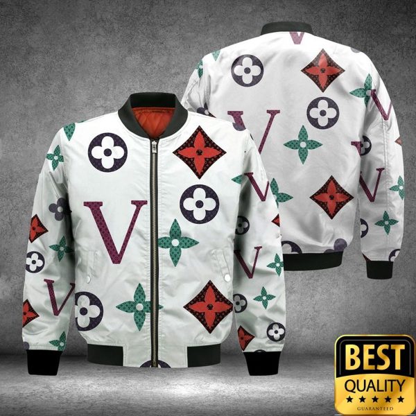 Luxury Louis Vuitton White With Colorful Patterns And Big V 3D Shirt And Pants 178