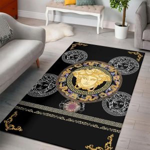 Medusa Pattern Black Versace Living Room Carpet And Rug 043