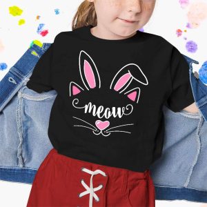 Meow Cat Face Easter Day Bunny Ears Shirt Funny Cat Lover T-Shirt