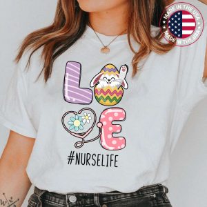 Nursing Stethoscope Scrub Life Nurse Bunny Easter Day T-Shirt