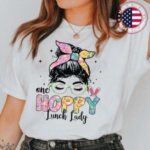 One Hoppy Lunch Lady Cafeteria Staff Easter Outfit T-Shirt
