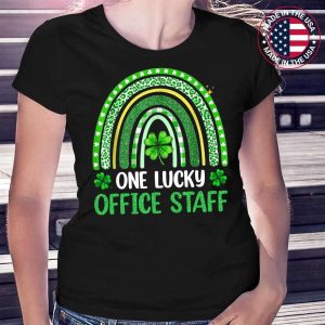 One Lucky Office Staff St Patricks Day Shamrock Rainbow T-Shirt