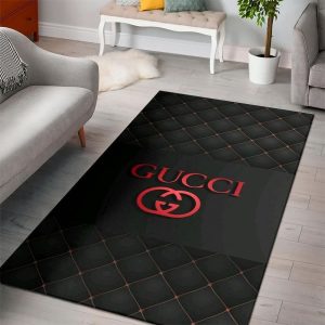 Red Logo Gucci Living Room Carpet And Rug 042