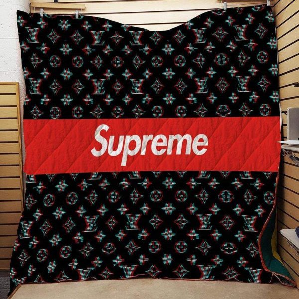 Red Supreme Louis Vuitton Blanket 048