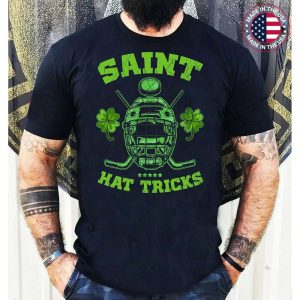 Saint Hattrick St Patricks Day Hockey Hat Tricks Boys Men T-Shirt