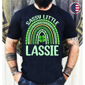 Sassy Little Lassie St Patricks Day Rainbow Shamrock T-Shirt