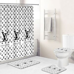 Shower Curtains Louis Vitton Black And White Log Full Bathroom Sets 078