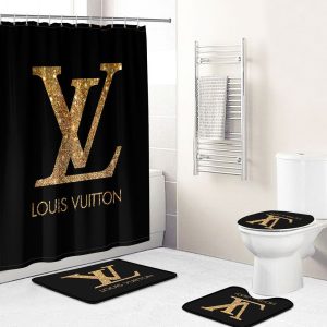 Shower Curtains Louis Vitton Black Dark Beige Full Bathroom Sets 081