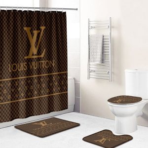 Shower Curtains Louis Vitton Brown And Gold Full Bathroom Sets 086