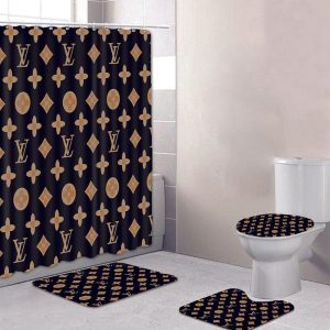 Shower Curtains Louis Vitton Dark Beige Black Full Bathroom Sets 090