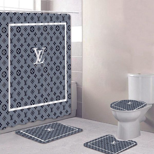 Shower Curtains Louis Vuitton Gray White Full Bathroom Sets 092