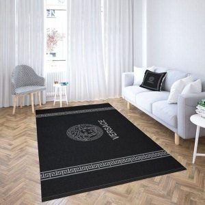 Silver Versace Living Room Carpet And Rug 051