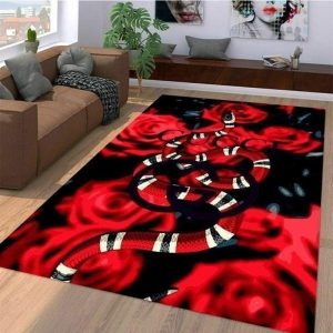 Snake Rose Gucci Living Room Carpet And Rug 050