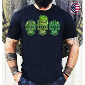 Sugar Skull Irish Saint Paddys St Patricks Day Shamrock Mexican T-Shirt