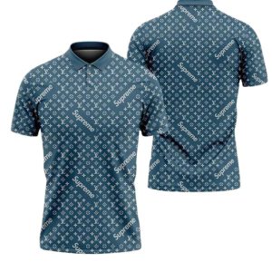 Supreme Louis Vuitton Blue Dark Luxury Brand Polo Shirt 032