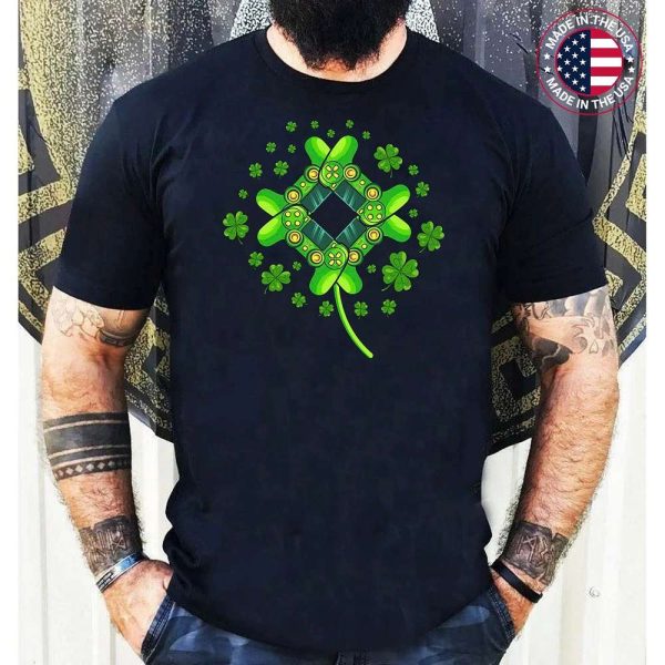 Video Game Shamrock Men Boys Kids St Patricks Day Gamer T-Shirt