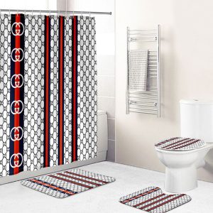 White Black Red Gucci Shower Curtain 056