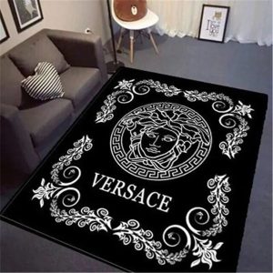 White & Black Versace Living Room Carpet And Rug 058